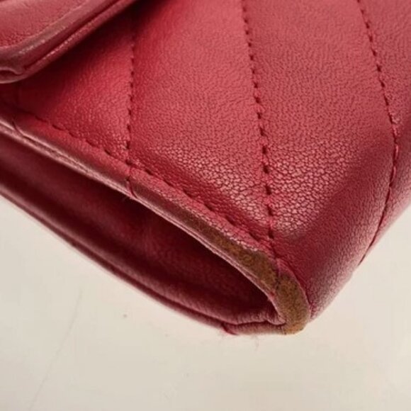 CHANEL V Stiching Red/Magenta Wallet - Picture 6 of 9